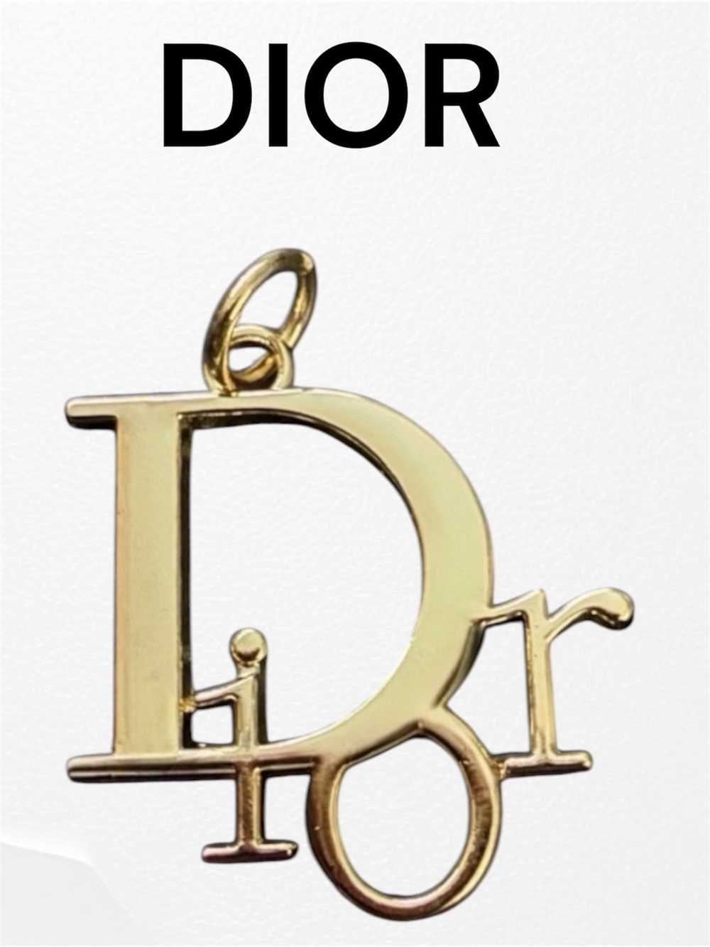 DIOR Trotter Logo Pendant  Charm Gold Tone Metal